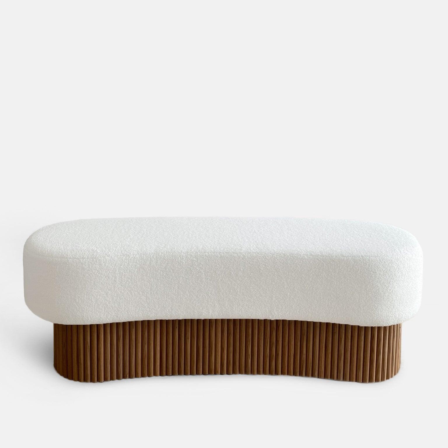 Wood Bench Bouclé