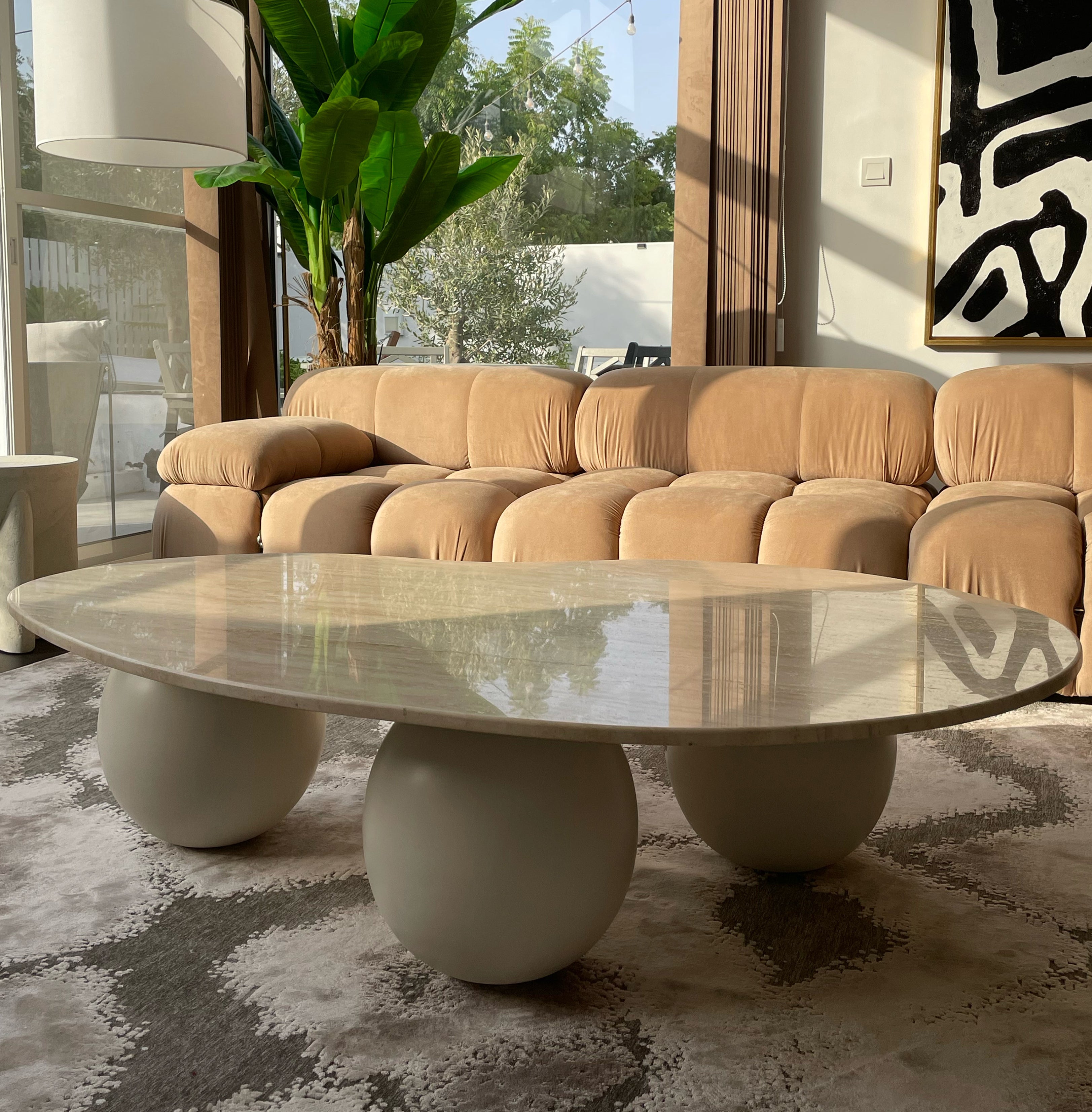 3 Balls Coffee Table - Travertine Top