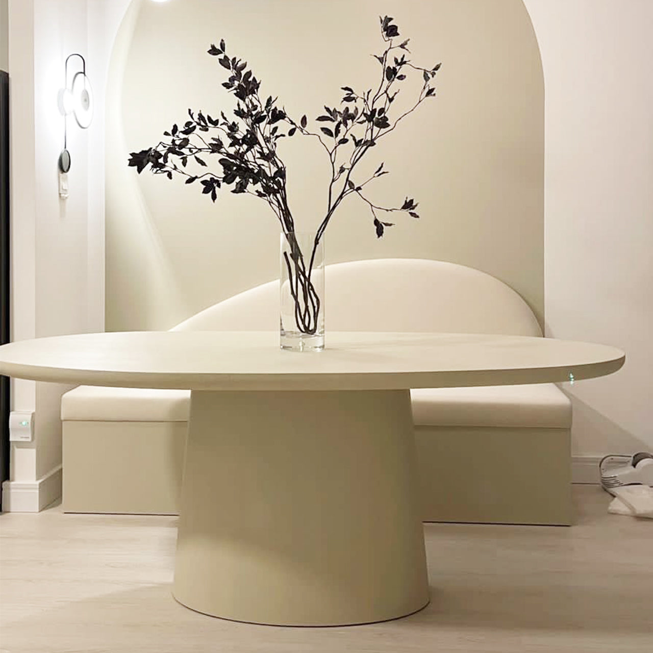 Oval Dining Table - Plaster Finish