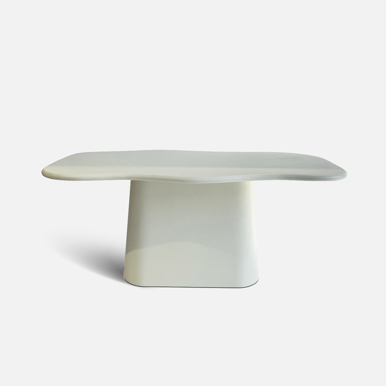 Wave One Leg Dining Table - Plaster Finish