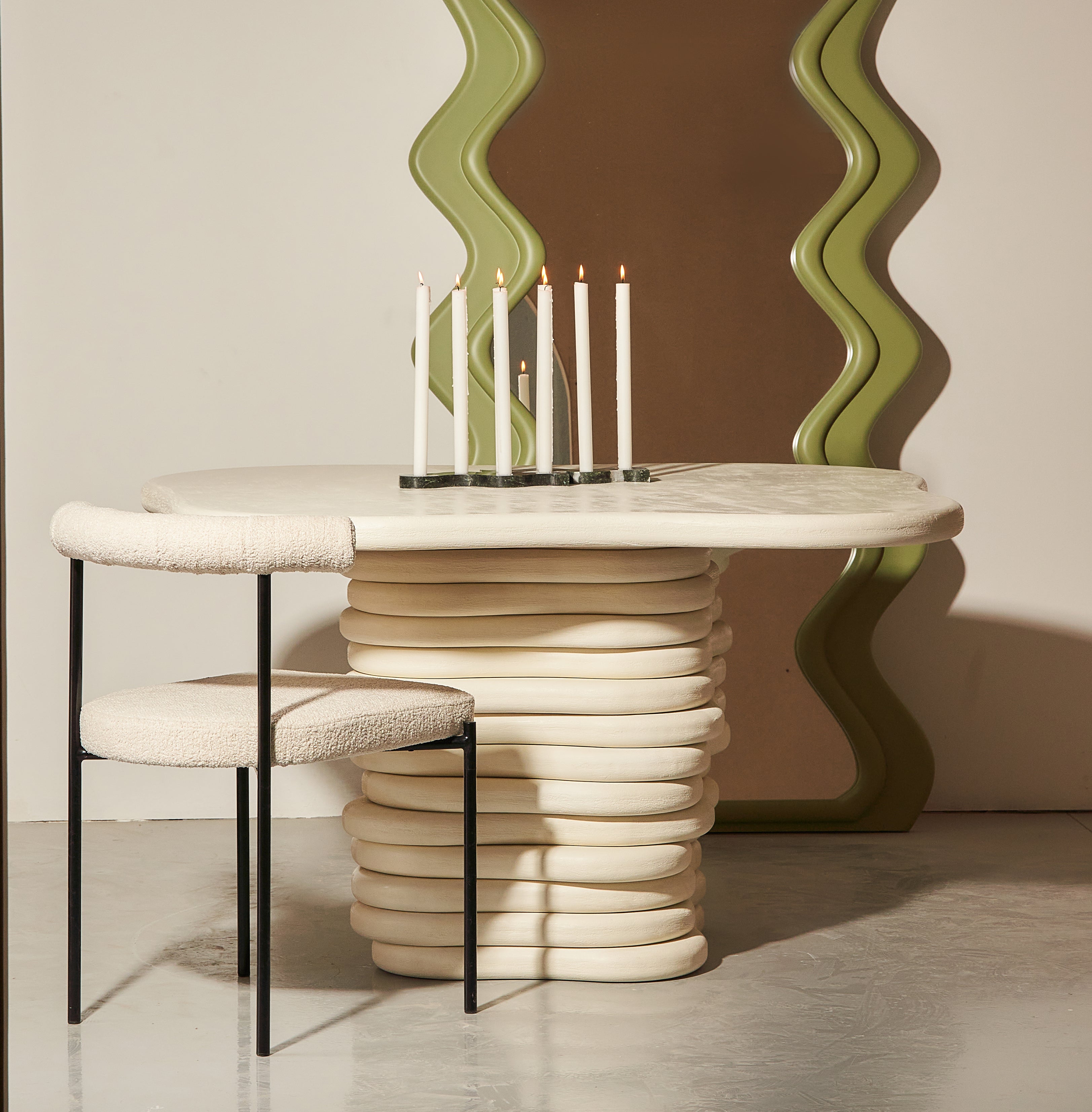 Stacked Dining Table - Plaster Finish