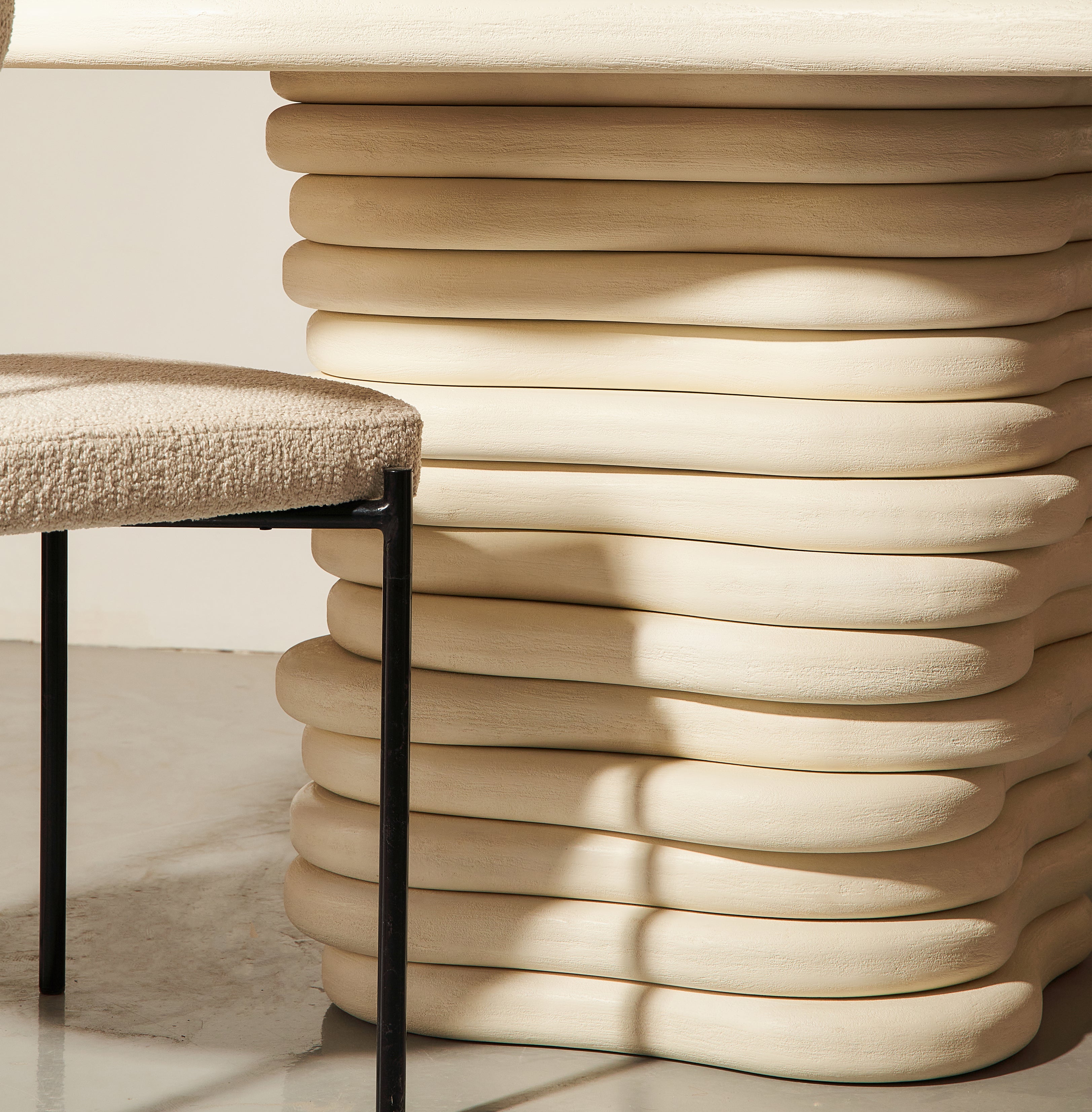 Stacked Dining Table - Plaster Finish
