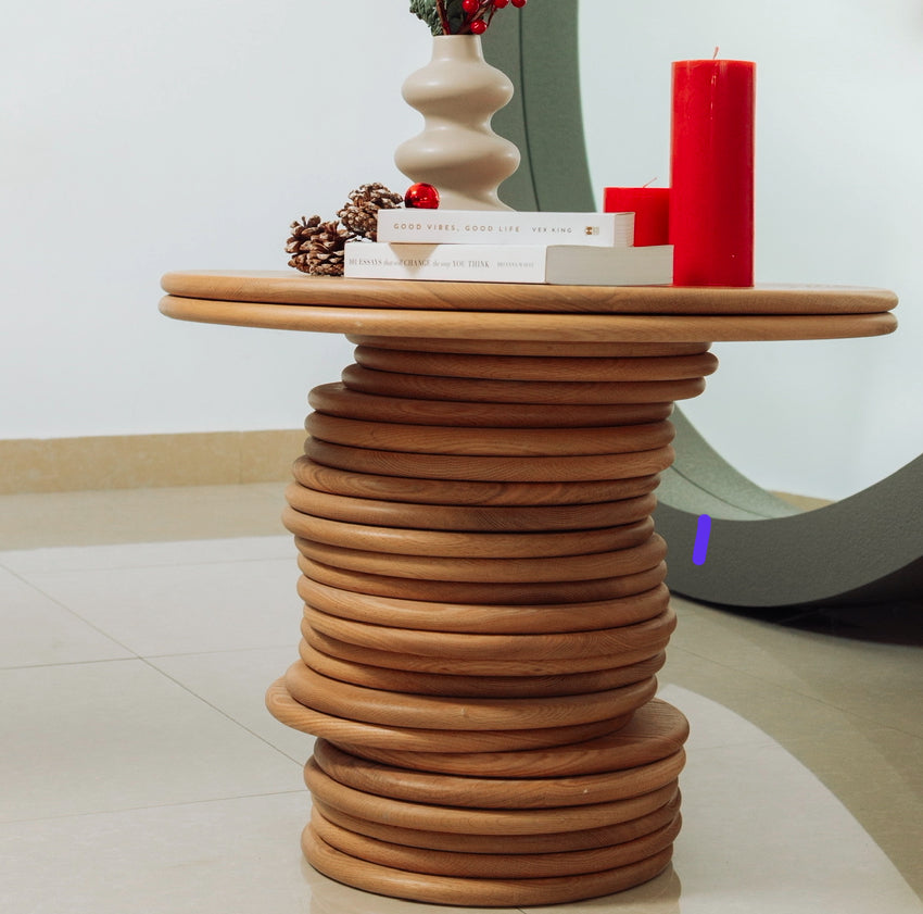 Stacked Oak Side Table