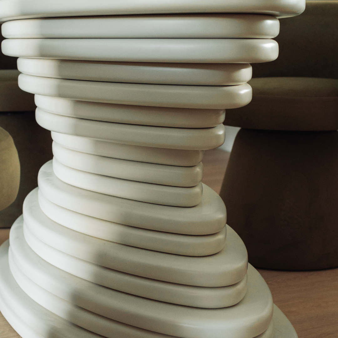Single base Stacked Table - Glass Top