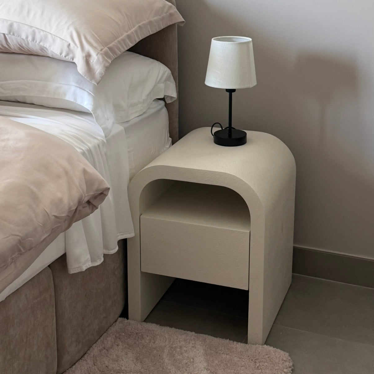 Betty Bedside Table - Plaster Finish